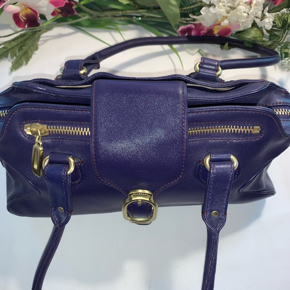Cole Haan Alexa Blue Leather Satchel - Picture 9 of 12